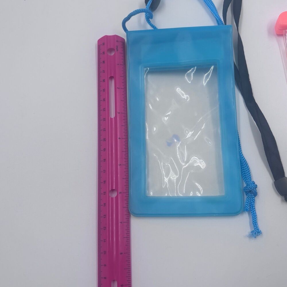 Universal Waterproof Phone Pouch Dry Bag Lot Blue Orange Clear Water Sports 2pc - Picture 3 of 6